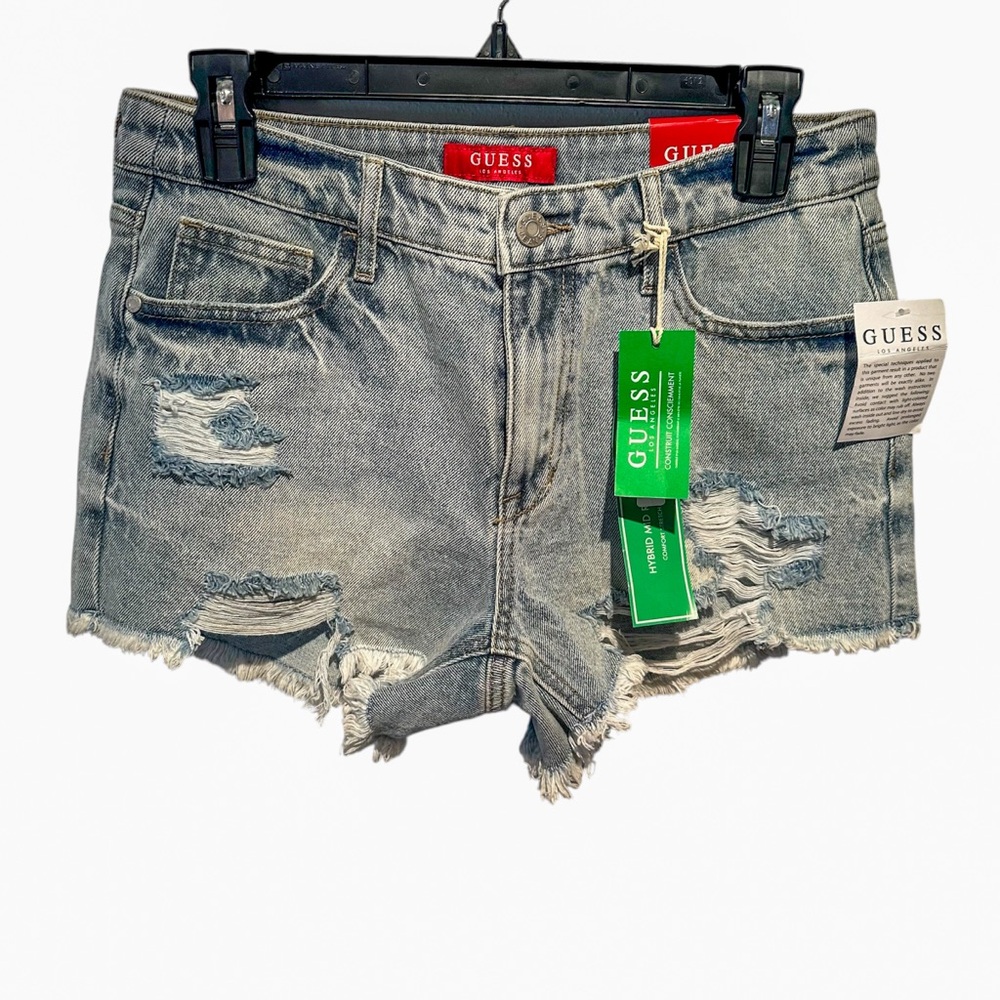 Guess Light Blue Jean Shorts Distressed High-Waisted